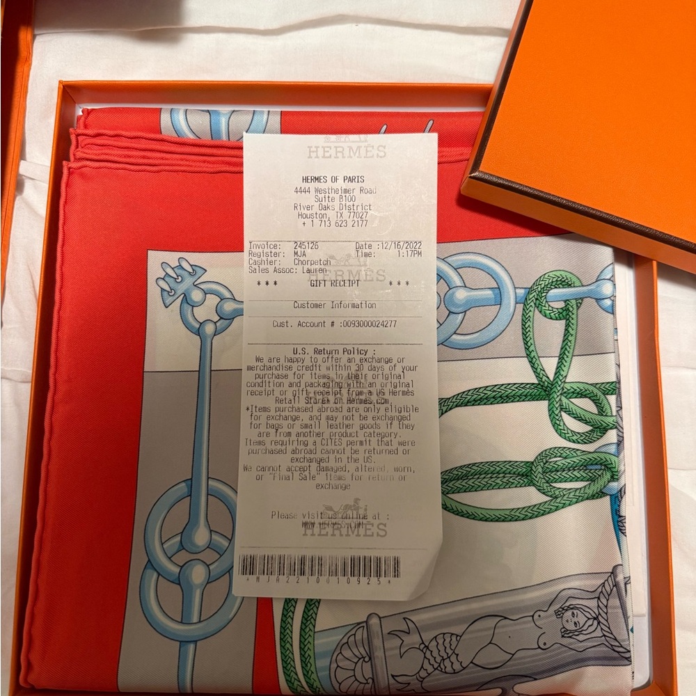 Hermes Red and Green Scarf